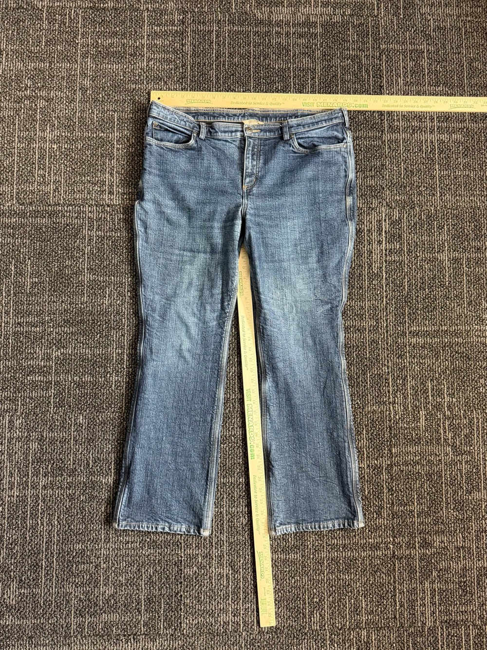 Duluth Trading Co Womens 18 x 31 Blue Bootcut Stretch Casual Denim Lined Jeans